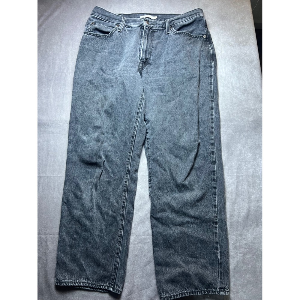 Levis Women 94 Baggy Jeans 32 Washed Black Cotton Wide Leg Retro Denim